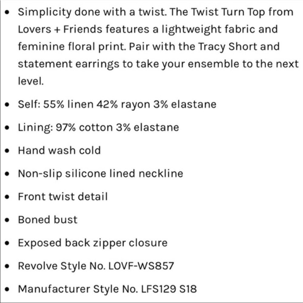 NWT Lovers & Friends Twist Turn Crop Top - Revolve - Size Small - Picture 8 of 8